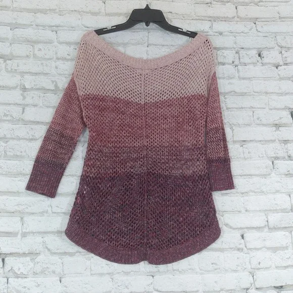 Maurices Womens Sweater Small Purple Open Knit Ombre Pullover - Picture 6 of 8